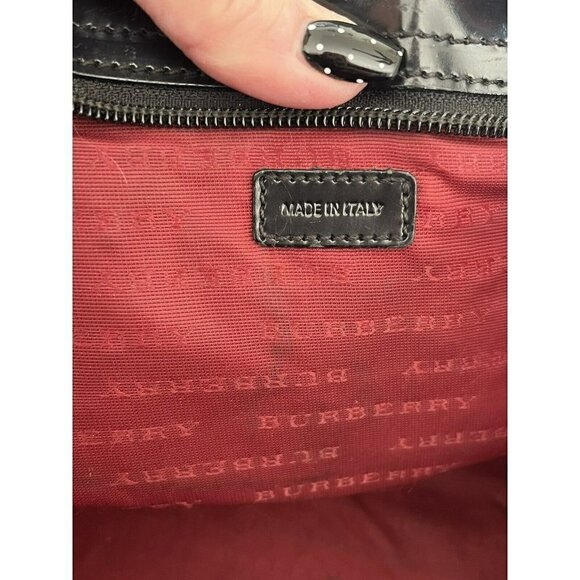 BURBERRY Vintage Black Leather Shoulder Hand Bag - Picture 9 of 12